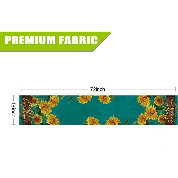 Summer Table Runner Hello Sunshine Sunflower Dark Green Party Decor 13 x 72 Inch - Picture 4 of 4